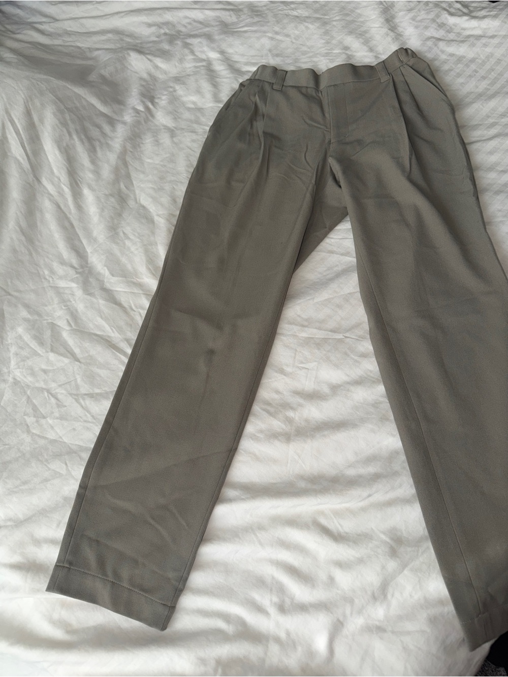 Men's Pleated Dress Pants in Olive Gray